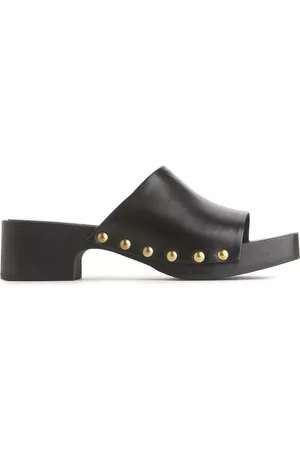 Arket Open Toe Wooden Sole Clogs - Black