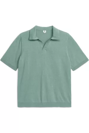 ARKET Uomo Polo - Cotton Linen Polo Shirt - Green
