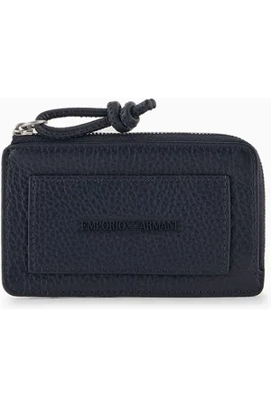 Porta badge in pelle rigenerata stampa saffiano da Uomo di Emporio Armani  in Nero