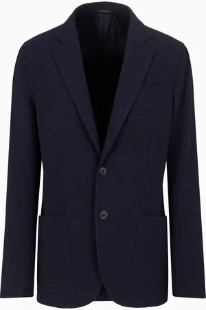Giorgio Armani Giacca Linea Upton monopetto in lana vergine e cashmere seersucker