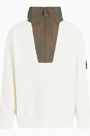 Giorgio Armani Neve Felpa con zip 3/4 in cotone cashmere a coste
