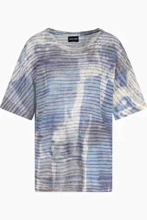 Giorgio Armani T-shirt in jersey di lino stampata Denim Collection