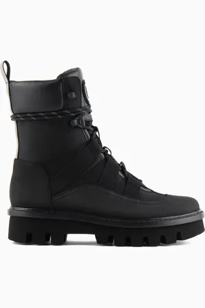 Giorgio Armani Neve Stivaletti stringati in nabuk, tessuto tecnico e nappa
