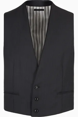 Giorgio Armani Gilet monopetto in lana vergine micro gessato