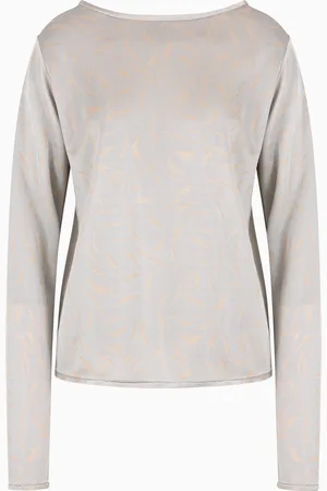 Giorgio Armani Maglia girocollo in jersey di viscosa jacquard bicolore