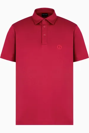 Giorgio Armani Polo in interlock di puro cotone con logo ricamato