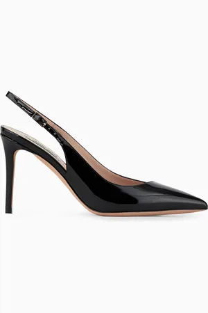 Giorgio Armani Décolleté slingback in vernice con scollo asimmetrico