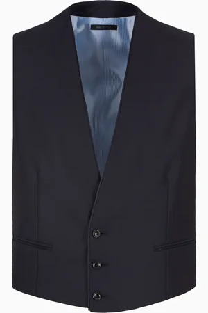Giorgio Armani Gilet monopetto in lana vergine micro vichy