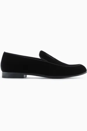 Giorgio Armani Mocassini in velluto con logo ricamato