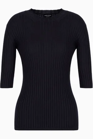 Giorgio Armani Maglia girocollo in puro cashmere a coste