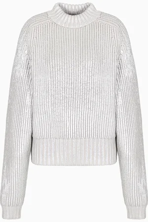 Giorgio Armani Neve Maglia a collo alto in lana vergine effetto metallizzato