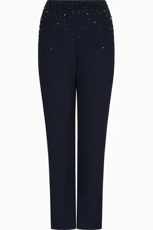 Giorgio Armani Pantaloni dritti in cady con ricami