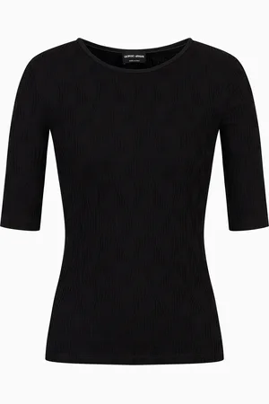 Giorgio Armani Maglia girocollo in jersey di viscosa jacquard