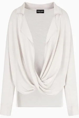 Giorgio Armani Maglia in seta e lino con drappeggio