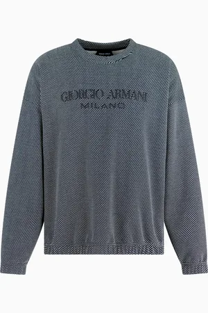 Giorgio Armani Felpa in cotone con logo ricamato Denim Collection
