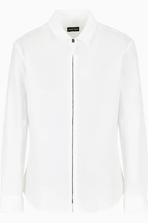 Giorgio Armani Camicia con zip in cotone seersucker