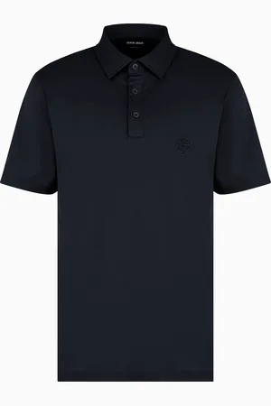Giorgio Armani Polo in interlock di puro cotone con logo ricamato