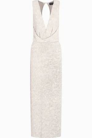 Giorgio Armani Abito lungo in viscosa e lino crepe