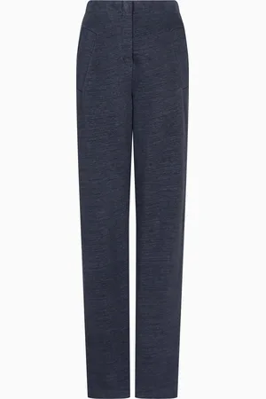 Giorgio Armani Pantaloni dritti in jersey di lino e viscosa