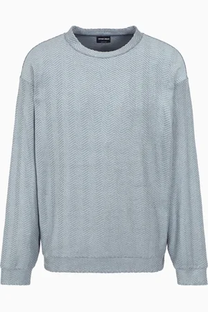 Giorgio Armani Felpa girocollo in seta e cotone chevron