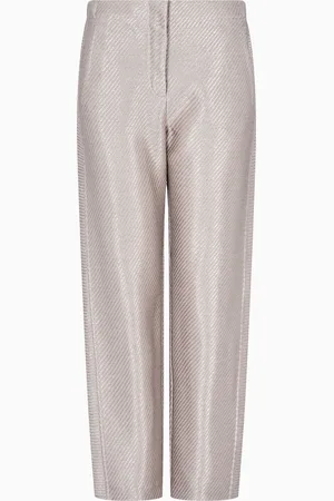 Giorgio Armani Pantaloni in cotone e viscosa effetto rafia