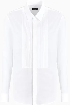 Giorgio Armani Camicia smoking in cotone con dettaglio plissé