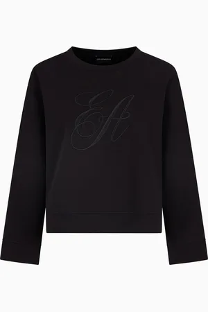 Emporio Armani Felpa in double jersey con ricamo maxi logo