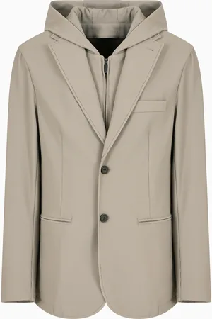 Emporio Armani Blazer con pettorina e cappuccio in nylon stretch effetto canneté