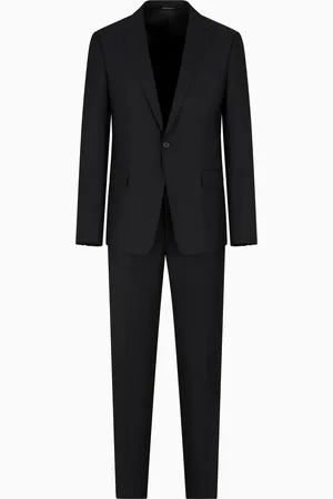 Emporio Armani Abito monopetto slim fit in lana vergine jacquard con micro disegno