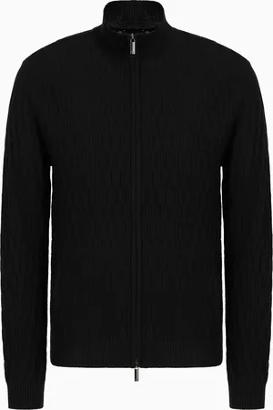 Emporio Armani Cardigan full zip a punto operato misto lyocell ASV