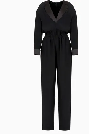 Emporio Armani Tuta in tecno cady con rever in raso
