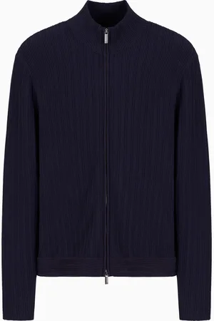 Emporio Armani Cardigan full zip in viscosa punto ottoman verticale Icon