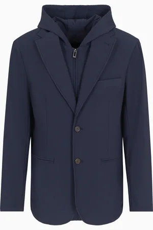 Emporio Armani Blazer con pettorina e cappuccio in nylon stretch effetto canneté