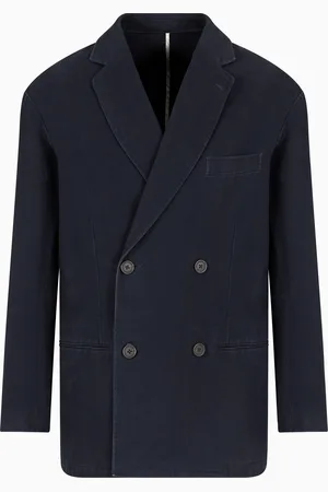 Emporio Armani Blazer doppiopetto in twill di tessuto bull