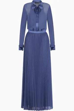 Emporio Armani Abito lungo effetto due pezzi in tecno georgette