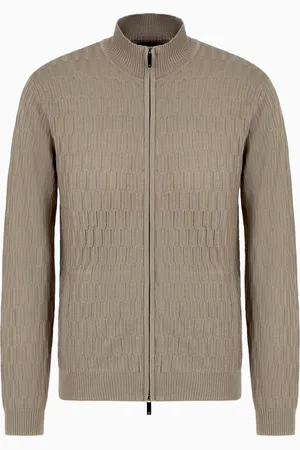 Emporio Armani Cardigan full zip a punto operato misto lyocell ASV