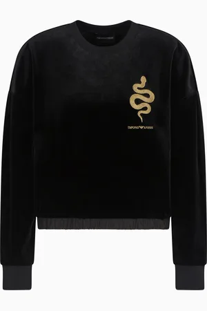 Emporio Armani Felpa in ciniglia con ricamo