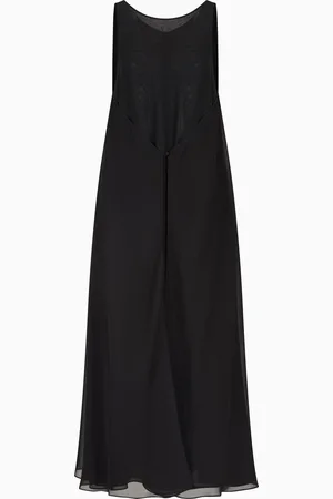 Emporio Armani Abito lungo con pannello frontale in tecno georgette