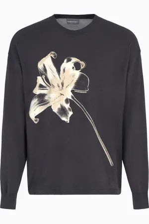 Emporio Armani Maglione in lana misto lyocell con stampa fiore ASV