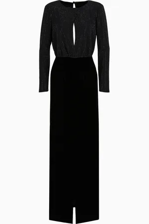 Emporio Armani Abito lungo in cady con strass e velluto