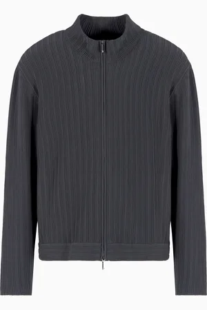 Emporio Armani Cardigan full zip in viscosa punto ottoman verticale Icon