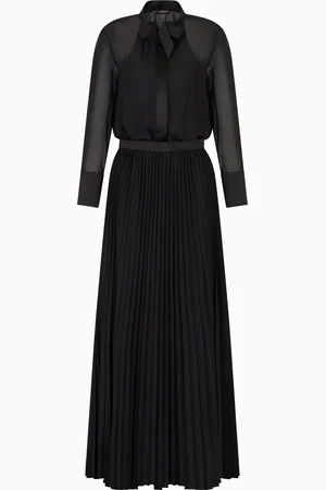 Emporio Armani Abito lungo effetto due pezzi in tecno georgette
