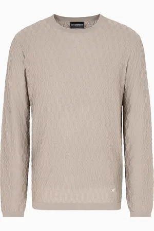 Emporio Armani Maglione in lana vergine con pattern jacquard a rilievo