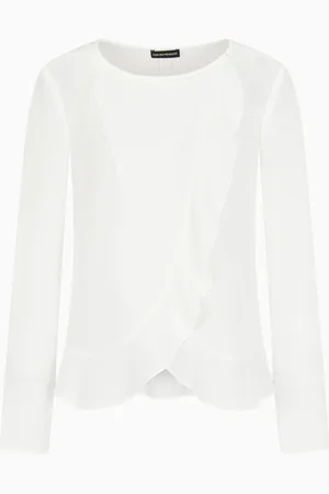 Emporio Armani Giacca camicia con volant in crepe fluido