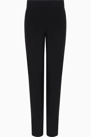 Emporio Armani Pantaloni slim fit in tessuto punto Milano con fascia in raso