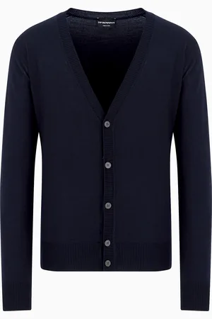 Emporio Armani Cardigan scollo V in lana vergine rasata