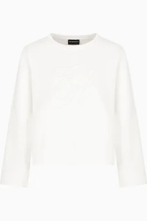 Emporio Armani Felpa in double jersey con ricamo maxi logo