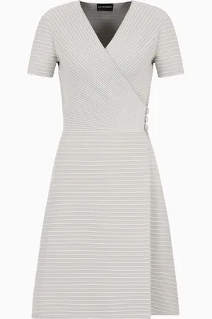 Emporio Armani Abito scollo crossed in tessuto ottoman