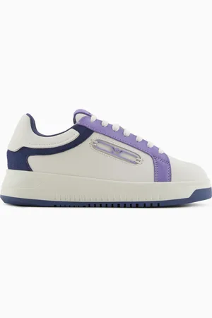 Emporio Armani Sneakers in pelle con dettagli in suede e placca aquila