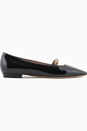 Emporio Armani Ballerine a punta in pelle verniciata con placca aquila